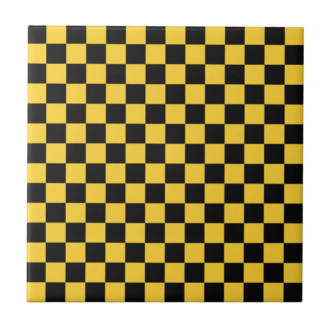 Black and gold checkerboard pattern fliese (Vorderseite)