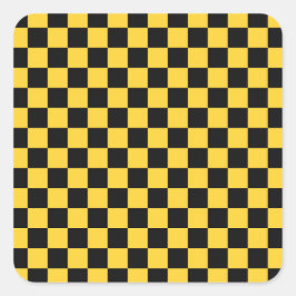 Black and gold checkerboard pattern quadratischer aufkleber