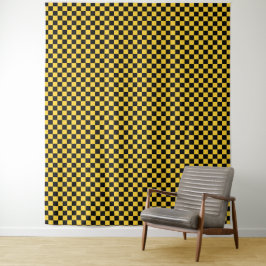 Black and gold checkerboard pattern wandteppich