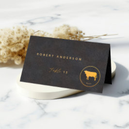 Black and Gold Chic Beef Hochzeitsnahrung Platzkarte