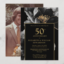 Black and Gold Chic Floral 50 Jahre Foto