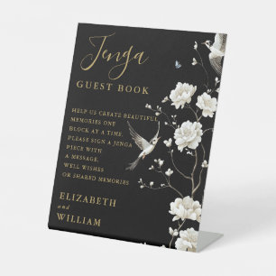 Black and Gold Chinoiserie Jenga Gästebuch Hochzei Sockelschild