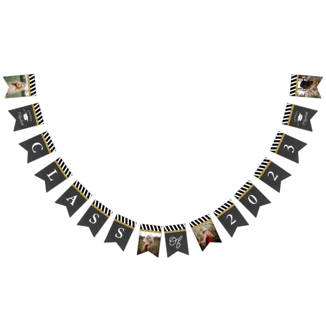 Black and Gold Class 2023 Foto Abschluss Wimpelkette (Alle)