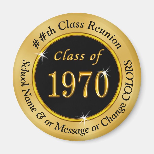 Black and Gold Class of 1970 Gifts, Class Wiederse Magnet (Vorne)