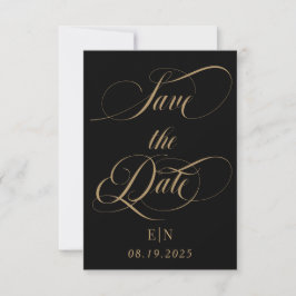 Black and Gold Classic Monogram Wedding Foto Save The Date