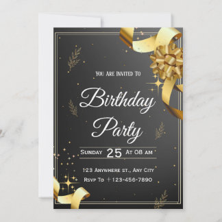 Black and Gold Classy Einladung zum Geburtstag