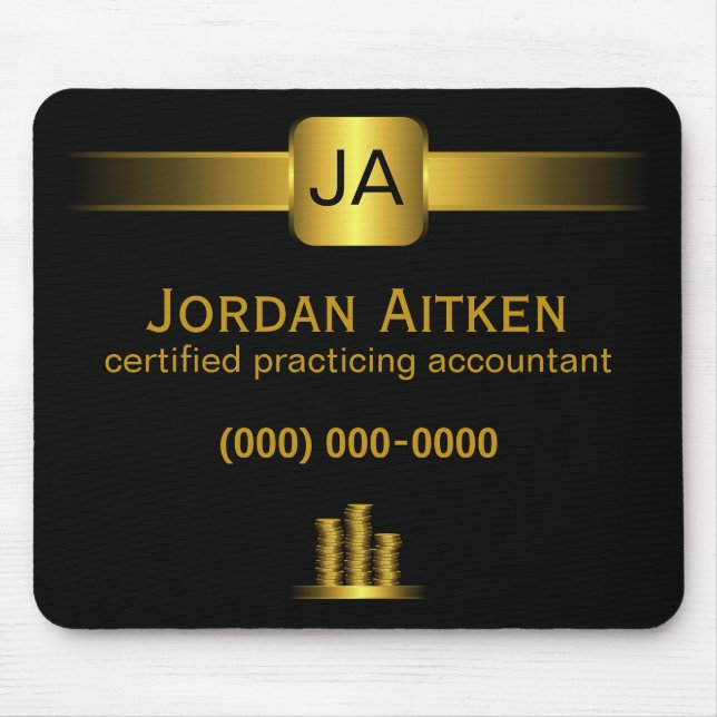 Black and Gold Coins CPA Accountant Mousepad (Vorne)