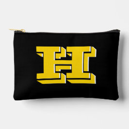 Black and Gold Collegiate Color Style Monogram Zubehörtasche