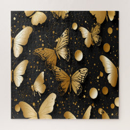 Black and Gold Confetti Butterfly Puzzle