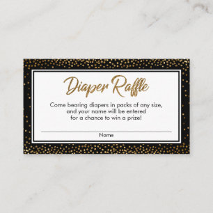 Black and Gold Confetti Diaper Raffle Karten