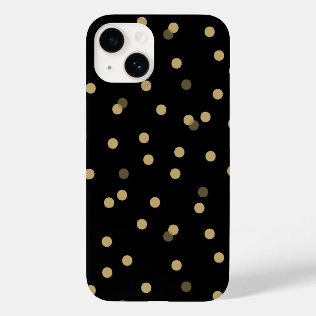 Black and Gold Confetti Dots Case-Mate iPhone Hülle (Rückseite)