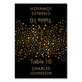 Black and Gold Confetti Dots - Platzkarten Tischnummer