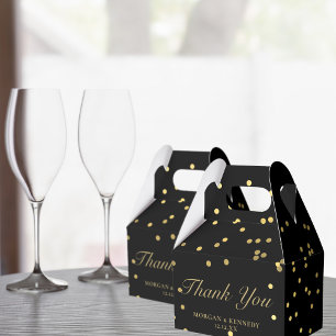 Black and Gold Confetti Elegant Vielen Dank für Ih Geschenkschachtel