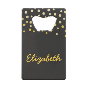 Black and Gold Confetti Geldbeutel Flaschenöffner