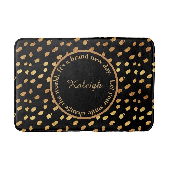 Black and Gold Confetti Inspiration Bath Mat Badematte (Vorderseite)