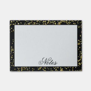Black and Gold Confetti Personalisiert Post-it Klebezettel