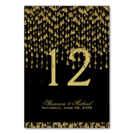 Black and Gold Confetti | Tischkarte Tischnummer