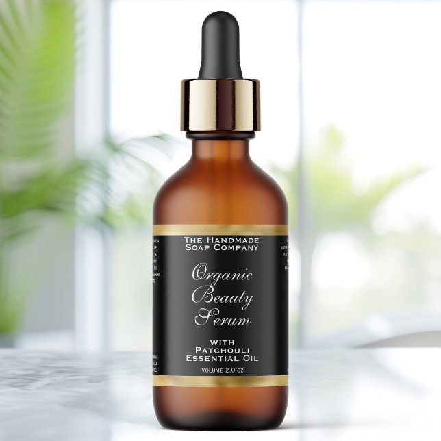 Black and Gold Cosmetics Dropper Bottle Label (Von Creator hochgeladen)