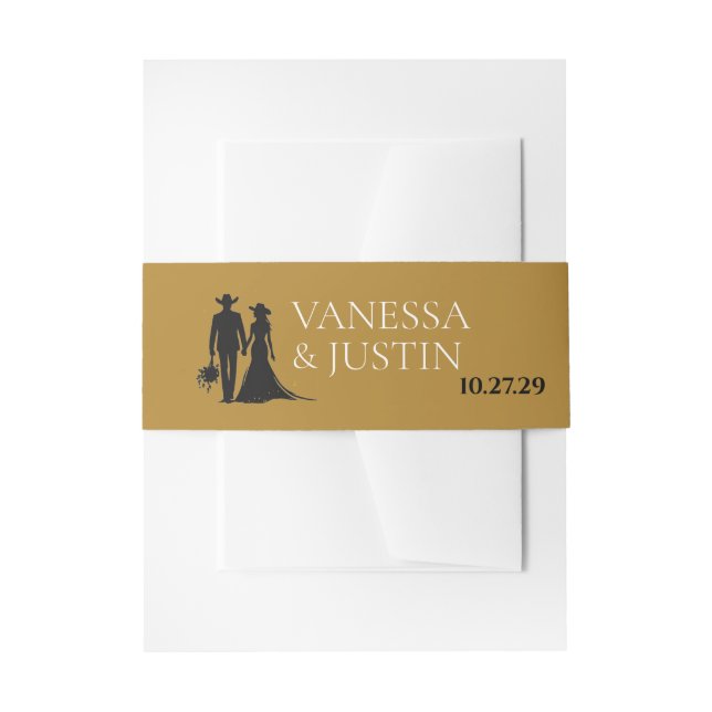 Black and Gold Country Wedding Einladungsbanderole (Vorderseite Beispiel)