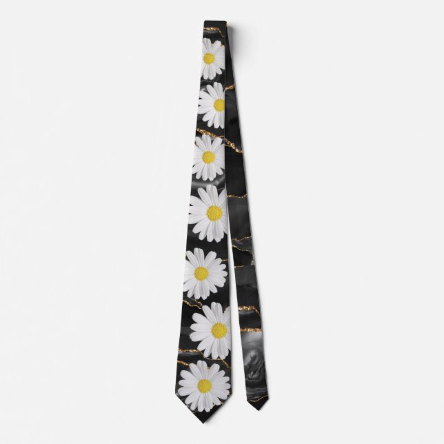 Black and Gold Daisy Krawatte (Vorderseite)