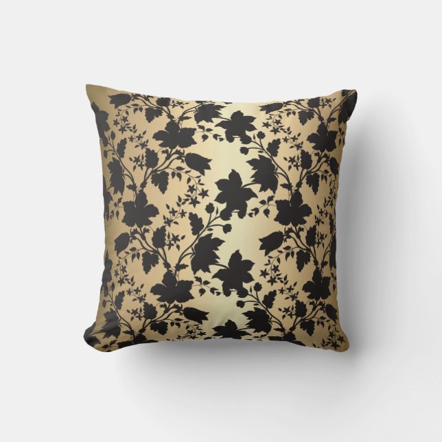 Black and Gold Damask Kissen (Vorderseite)