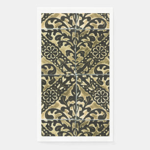Black and Gold Damask Serviette