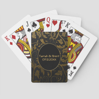 Black and Gold Damask Wedding - Anpassen Spielkarten