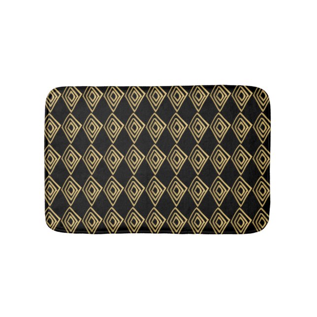 Black and Gold Diamond Doodles Badematte (Vorderseite)
