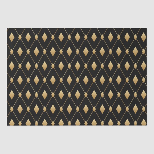 Black and Gold Diamond Seidenpapier (Vorderseite)