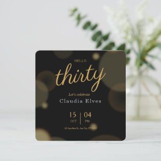 Black and Gold Elegant 30. Geburtstag Einladung