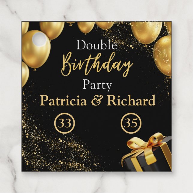 Black and Gold Elegant Geschenkanhänger (Vorderseite)