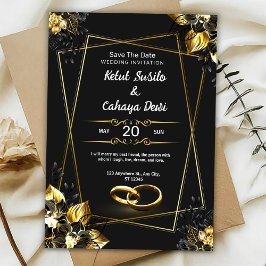 Black and Gold Elegant Wedding Invitation Einladung