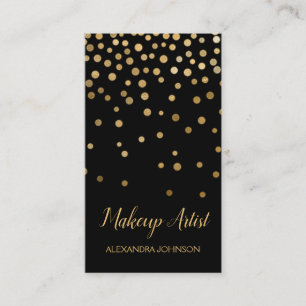 Black and Gold Elegante Confetti Makeup Artist Visitenkarte