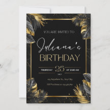 Black and Gold Elegante Einladung zum Geburtstag