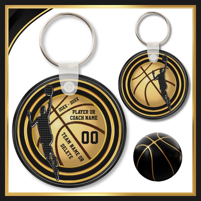 Black and Gold, End of Season Basketball Geschenke Schlüsselanhänger (Cheap Basketball Gifts for Players. Basketball party favors. Basketball party favours. Basketball)