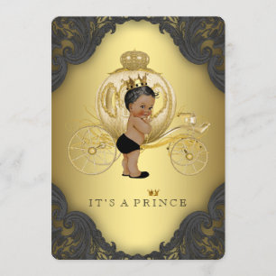 Black and Gold Ethnic Prince Baby Dusche Einladung