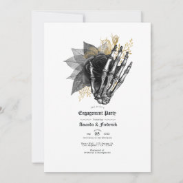 Black and Gold Floral Gothic Engagement Party Einladung
