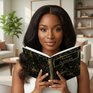 Black and Gold Floral Name Planer