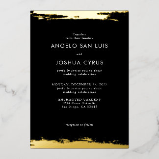 Black and Gold Foil Elegantes Hochzeitspazieren Folien Feiertagskarte
