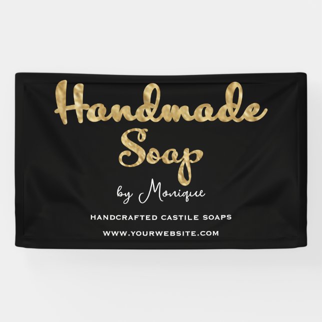 Black and Gold Foil Handmade Soap Business Banner (Horizontal)