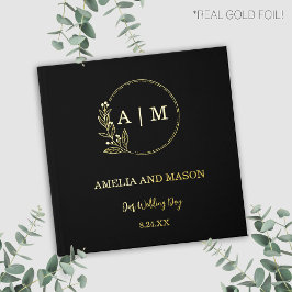 Black and Gold Foil Monogram Wedbook Gästebuch