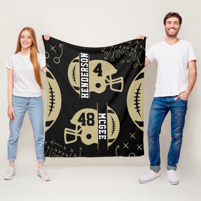 Black and Gold Football Game Day Fleecedecke (Beispiel)