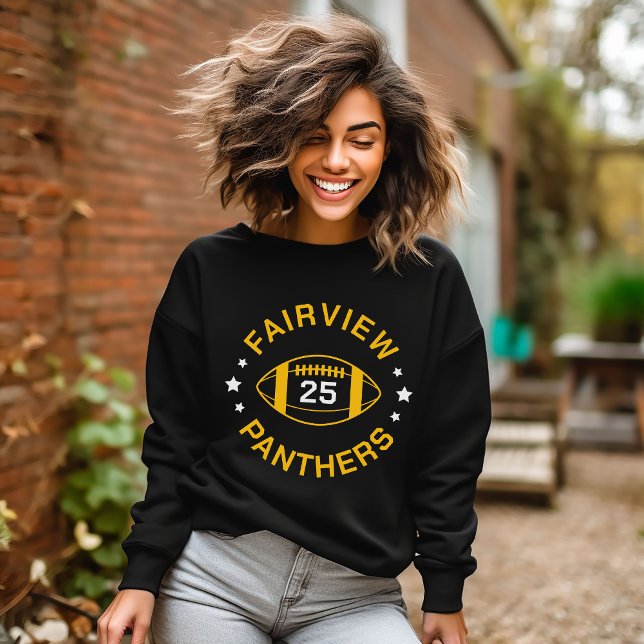 Black and Gold Football Player Jersey Nummer Sweatshirt (Von Creator hochgeladen)