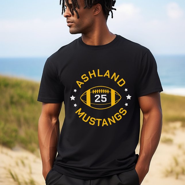 Black and Gold Football Player Jersey Nummer T-Shirt (Von Creator hochgeladen)