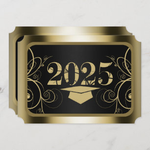 Black and Gold Frame Graduation Party Einladung