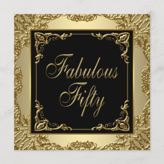 Black and Gold Frauen 50. Geburtstagsparty Einladung