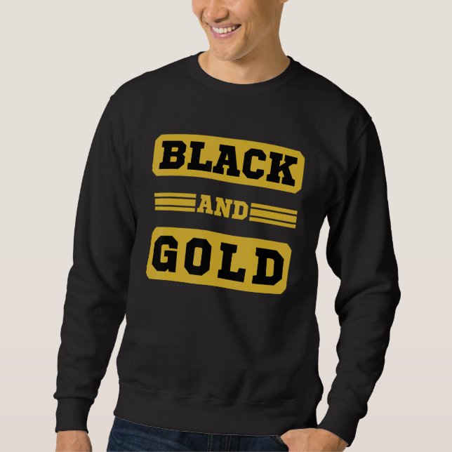 Black and Gold Game Day Group für High School Fox Sweatshirt (Vorderseite)