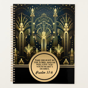 Black and Gold Gatsby Art Deco mit Bibelverse Planer