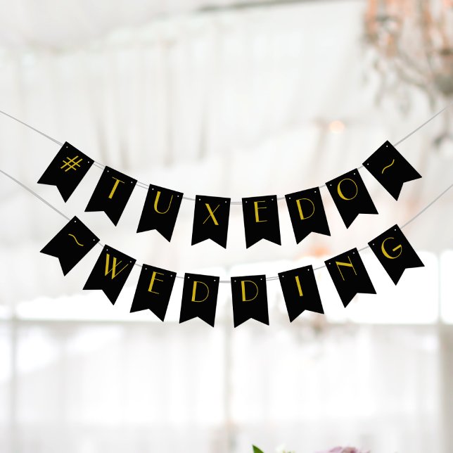 Black and Gold Gatsby Hochzeitsflaggen der 1920er  Wimpelkette (Black and gold bunting perfect for your Gatsby wedding. Just add your text)