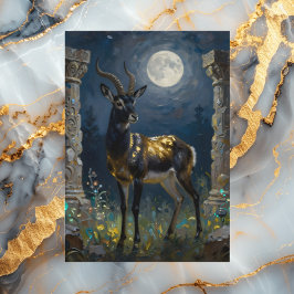 Black and Gold Gazelle Themed Happy Birthday Karte